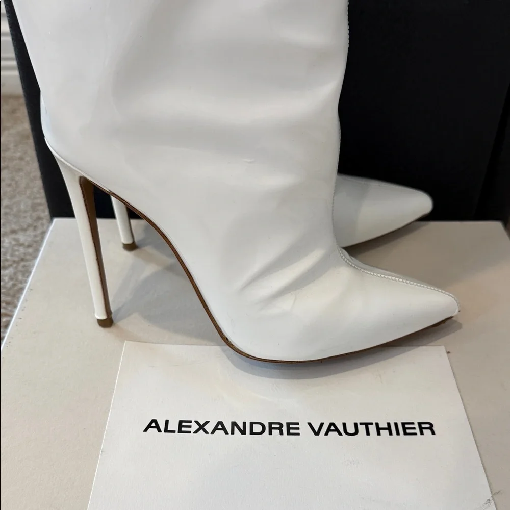 Alexandre Vauthier Patent Leather Over-the-Knee Boots – White – Size 37